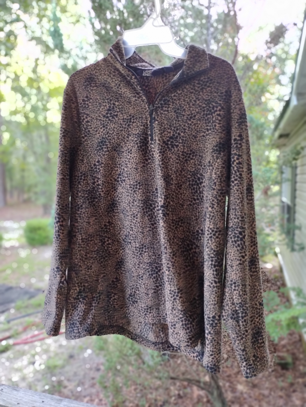 Lands' End Women's Warm Leopard-Print Half-Zip Pullover
